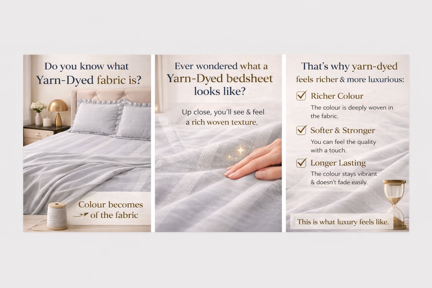Eternity Luxe Cotton 325TC 3PCS King Size Bedsheet Set